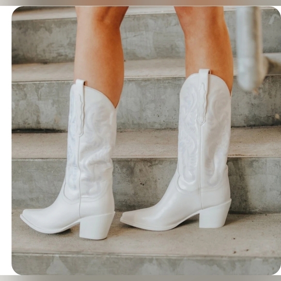 Jeffrey Campbell Dagget Western Boots White Combo 10 - Picture 4 of 11